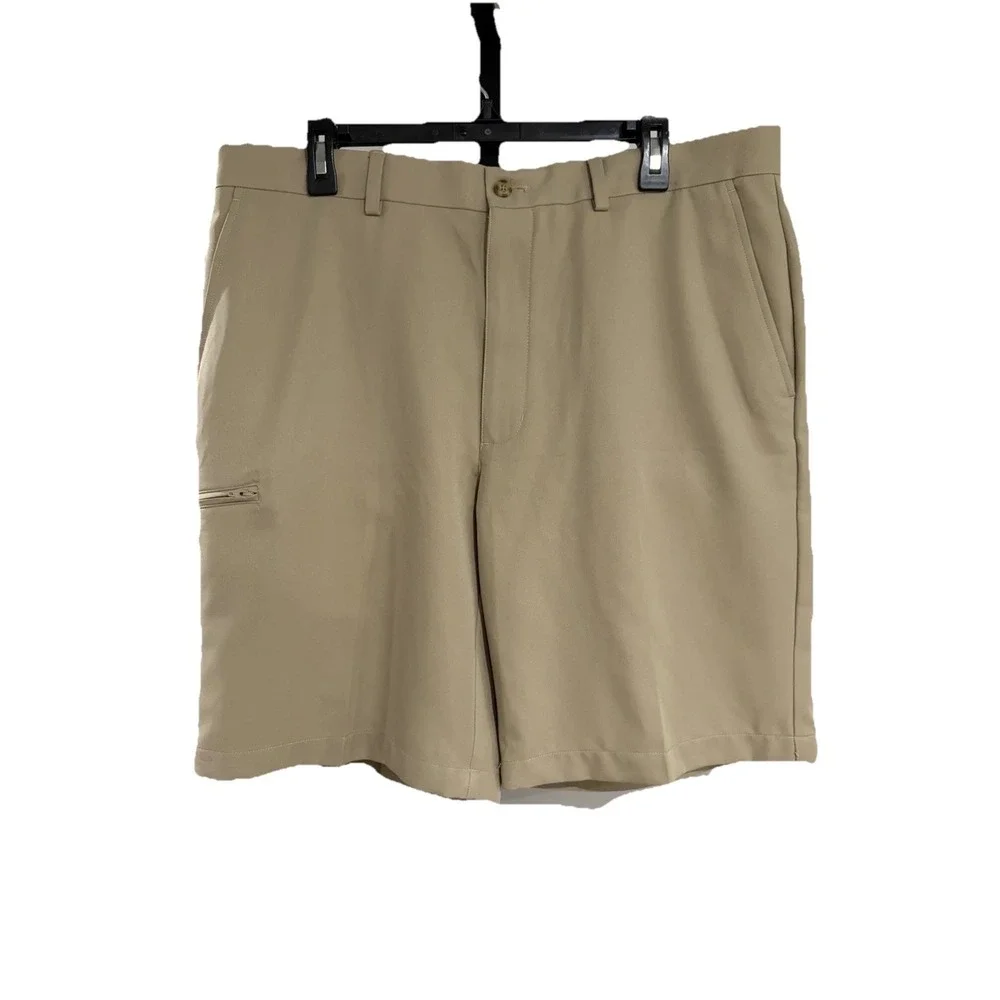 PGA Tour mens wicking dry GOLF shorts stretch tan khaki dress waist 36 EUC A12